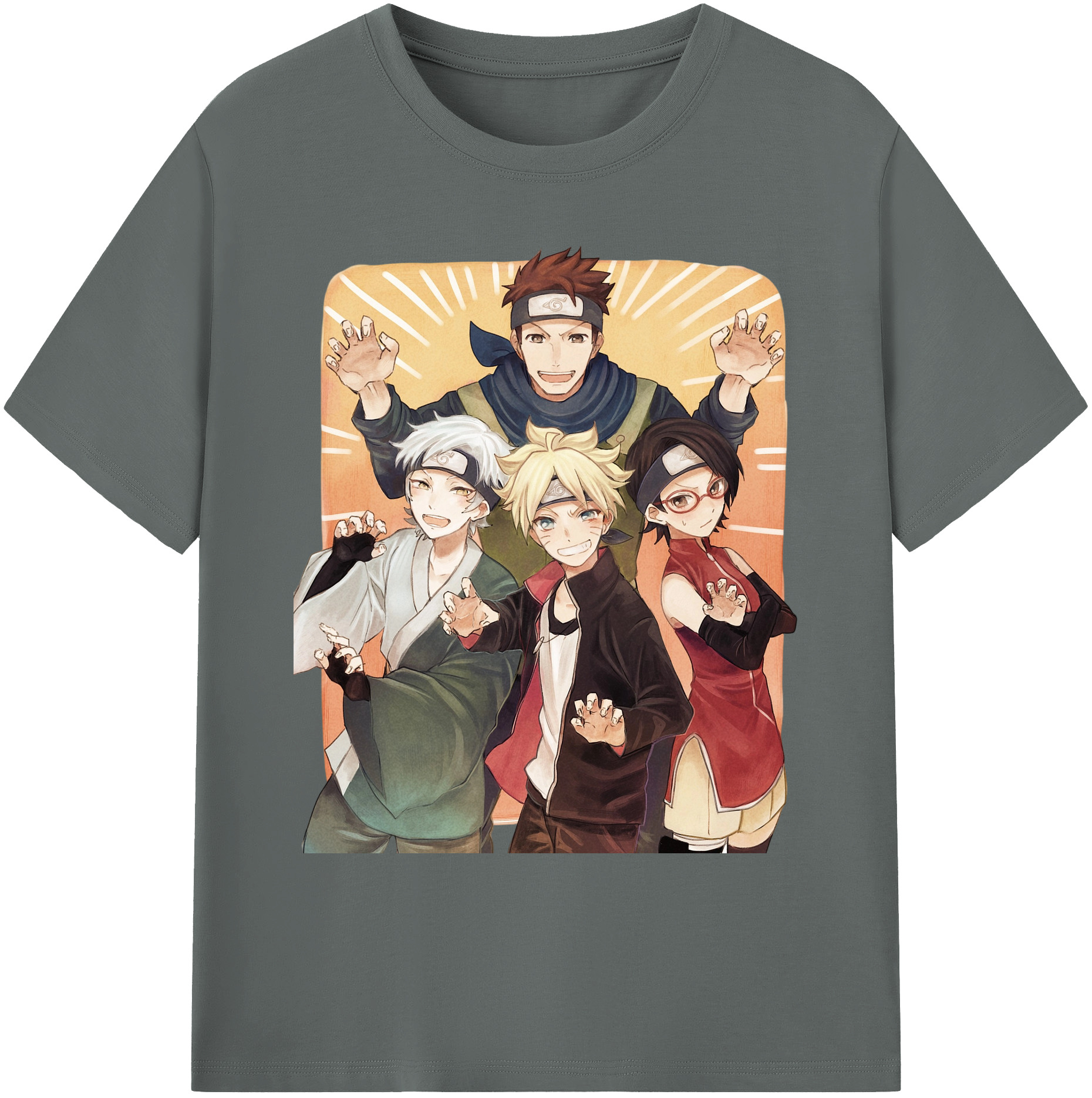 （画像用） NARUTO -ナルト- うちは サラダ Uchiha Sarada 綿100％ メンズ半袖Tシャツ｜肌触りやわらか＆通気性